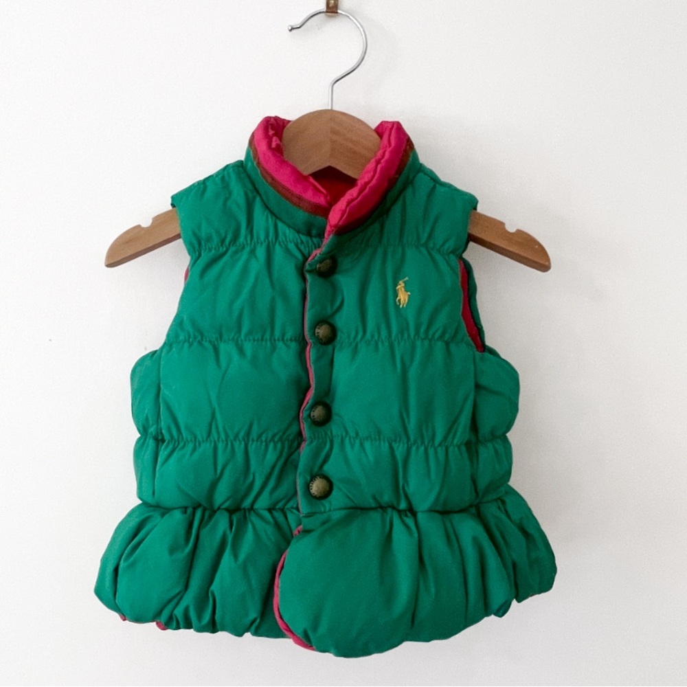 RALPH LAUREN Girls Reversible Down Feather Blend Puffer Vest
